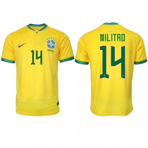 Brasilien Eder Militao #14 Replika Hjemmebanetrøje VM 2022 Kortærmet